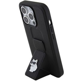 Karl Lagerfeld Gripstand Saffiano Choupette Pins case for iPhone 15 Pro Max - black - Apple Cases - Cases - Techbox