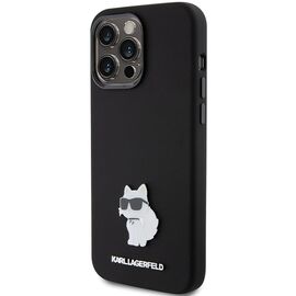 Karl Lagerfeld Silicone Choupette Metal Pin case for iPhone 15 Pro - black - Apple Cases - Cases - Techbox