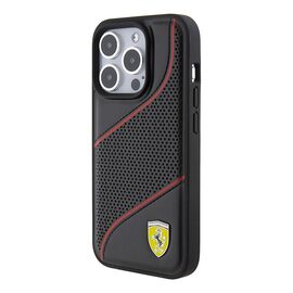 Ferrari Perforated Waves Metal Logo case for iPhone 15 Pro - black | Techbox