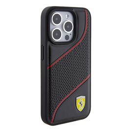 Ferrari Perforated Waves Metal Logo case for iPhone 15 Pro - black | Techbox