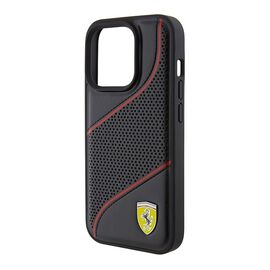 Ferrari Perforated Waves Metal Logo case for iPhone 15 Pro - black | Techbox