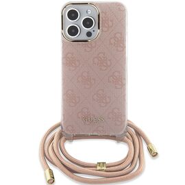 Guess Crossbody Cord 4G Print case for iPhone 15 Pro - pink - Apple Cases - Cases - Techbox