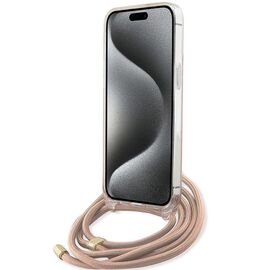 Guess Crossbody Cord 4G Print case for iPhone 15 Pro - pink - Apple Cases - Cases - Techbox