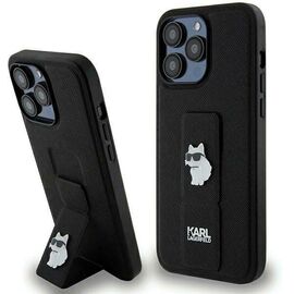 Karl Lagerfeld Gripstand Saffiano Choupette Pins Case for iPhone 13 Pro / 13 - Black - Apple Cases - Cases - Techbox