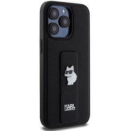 Karl Lagerfeld Gripstand Saffiano Choupette Pins case for iPhone 13 Pro Max - black - Apple Cases - Cases - Techbox