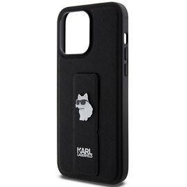 Karl Lagerfeld Gripstand Saffiano Choupette Pins case for iPhone 13 Pro Max - black - Apple Cases - Cases - Techbox