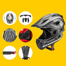 Rockbros TT-32SBTG-S children's bicycle helmet with removable chinbar, size S - gray | Techbox