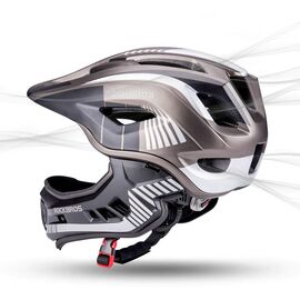Rockbros TT-32SBTG-S children's bicycle helmet with removable chinbar, size S - gray | Techbox
