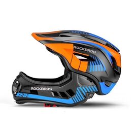 Rockbros TT-32SOBL-S children's bicycle helmet with removable chinbar, size S - black and orange | Techbox