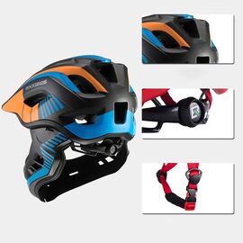 Rockbros TT-32SOBL-S children's bicycle helmet with removable chinbar, size S - black and orange | Techbox