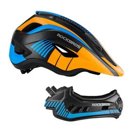 Rockbros TT-32SOBL-S children's bicycle helmet with removable chinbar, size S - black and orange | Techbox