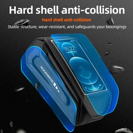 Rockbros 30120064001 bicycle bag waterproof for frame with phone cover - black - Bicycle - Sports & Fitness - Techbox