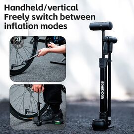 Rockbros 42310006001 bicycle pump with pressure gauge - black - Bicycle - Sports & Fitness - Techbox