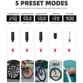 Rockbros 42720001001 Electric Bike Pump with LED Display + USB-C - USB-A Cable - Black | Techbox