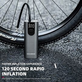 Rockbros 42720001001 Electric Bike Pump with LED Display + USB-C - USB-A Cable - Black | Techbox