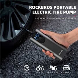 Rockbros 42720001001 Electric Bike Pump with LED Display + USB-C - USB-A Cable - Black | Techbox