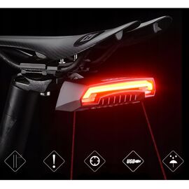 Rockbros LKWD-R1 Rear Bike Light with Laser and Remote Control + Micro USB - USB-A Cable - Black - Bicycle - Sports & Fitness - Techbox