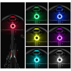 Rockbros Q1 Rear Bike Light 7 Color LED + USB-C - USB-A Cable - Black - Bicycle - Sports & Fitness - Techbox