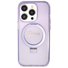 Guess Ring Stand Script Glitter MagSafe case for iPhone 13 Pro / 13 - purple - Apple Cases - Cases - Techbox