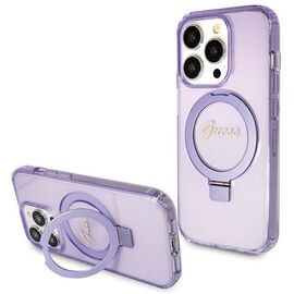 Guess Ring Stand Script Glitter MagSafe case for iPhone 14 Pro - purple - Apple Cases - Cases - Techbox