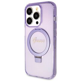 Guess Ring Stand Script Glitter MagSafe case for iPhone 14 Pro - purple - Apple Cases - Cases - Techbox