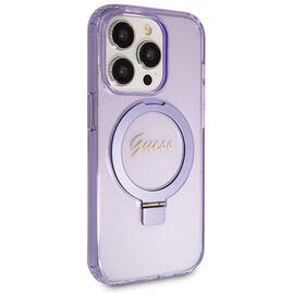 Guess Ring Stand Script Glitter MagSafe case for iPhone 14 Pro - purple - Apple Cases - Cases - Techbox