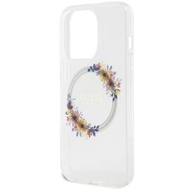 Guess IML Flowers Wreatch MagSafe case for iPhone 15 Pro - transparent | Techbox