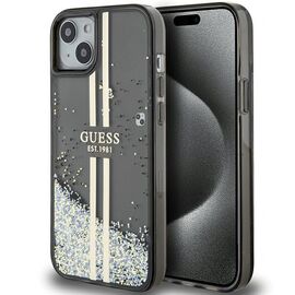 Guess Liquid Glitter Gold Stripes case for iPhone 15 Plus / 14 Plus - black | Techbox