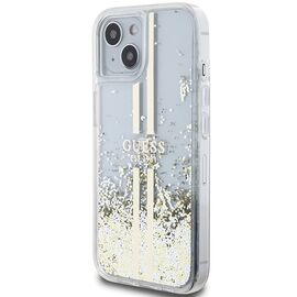 Guess Liquid Glitter Gold Stripes case for iPhone 15 Plus / 14 Plus - transparent | Techbox