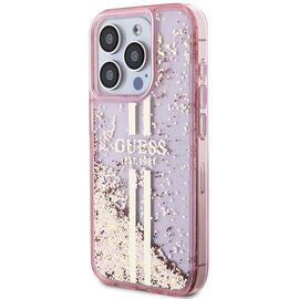 Guess Liquid Glitter Gold Stripes case for iPhone 15 Pro - pink | Techbox