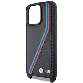 BMW M Edition Carbon Tricolor Lines &amp; Strap case for iPhone 15 Pro - black | Techbox