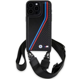 BMW M Edition Carbon Tricolor Lines &amp; Strap case for iPhone 15 Pro Max - black - Apple Cases - Cases - Techbox