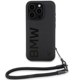 BMW Signature Leather Wordmark Cord case for iPhone 15 Pro - black | Techbox