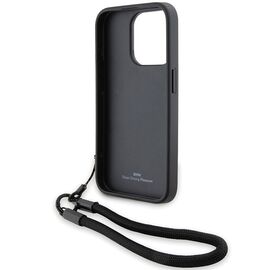 BMW Signature Leather Wordmark Cord case for iPhone 15 Pro - black | Techbox
