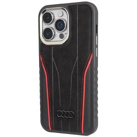 Audi Genuine Leather case with MagSafe for iPhone 15 Pro Max - black and red - Apple Cases - Cases - Techbox