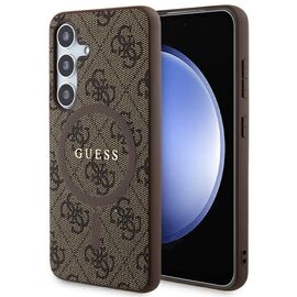 Guess 4G Collection Leather Metal Logo MagSafe Case for Samsung Galaxy S24 - Brown - Samsung Cases - Cases - Techbox