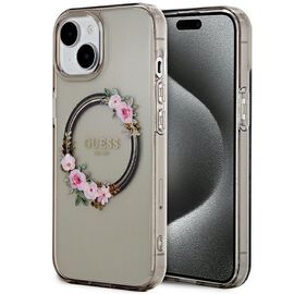 Guess IML Flowers Wreath MagSafe case for iPhone 15 / 14 / 13 - black | Techbox