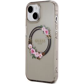 Guess IML Flowers Wreath MagSafe case for iPhone 15 / 14 / 13 - black | Techbox