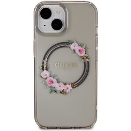 Guess IML Flowers Wreath MagSafe case for iPhone 15 / 14 / 13 - black | Techbox