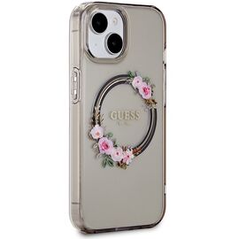 Guess IML Flowers Wreath MagSafe case for iPhone 15 / 14 / 13 - black | Techbox
