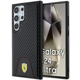 Ferrari Carbon Stitched Bottom case for Samsung Galaxy S24 Ultra - black | Techbox