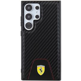 Ferrari Carbon Stitched Bottom case for Samsung Galaxy S24 Ultra - black | Techbox
