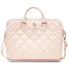 Guess Quilted 4G bag for a 16" laptop - pink