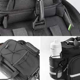 Rockbros A6-03BK bicycle bag for trunk 35 l with fold-out pockets - black - Smartphone Holders - Smartphones - Techbox