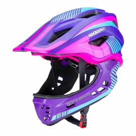 Rockbros TT-32SBPP-M children's bicycle helmet with removable chinbar, size M - purple-pink | Techbox