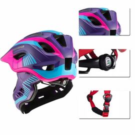 Rockbros TT-32SBPP-S children's bicycle helmet with detachable chinbar, size S - purple-pink - Bicycle - Sports & Fitness - Techbox