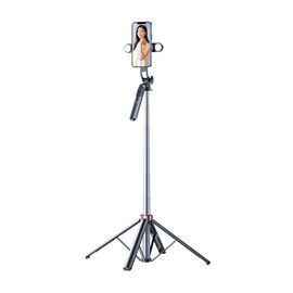 Selfie stick WH181D-Y1S 1.75m aluminum alloy telescopic tripod with dual lamp and phone holder - black - Cameras Accessories - Action Cameras - Techbox