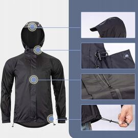 Rockbros YPY013BK2XL Rain Jacket Breathable Windproof XXL - Black - Bicycle - Sports & Fitness - Techbox