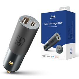 3mk Hyper Car Charger USB-C USB-A 100W - silver | Techbox