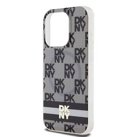 DKNY IML Checkered Mono Pattern &amp; Printed Stripes MagSafe Case for iPhone 13 Pro Max - Black | Techbox